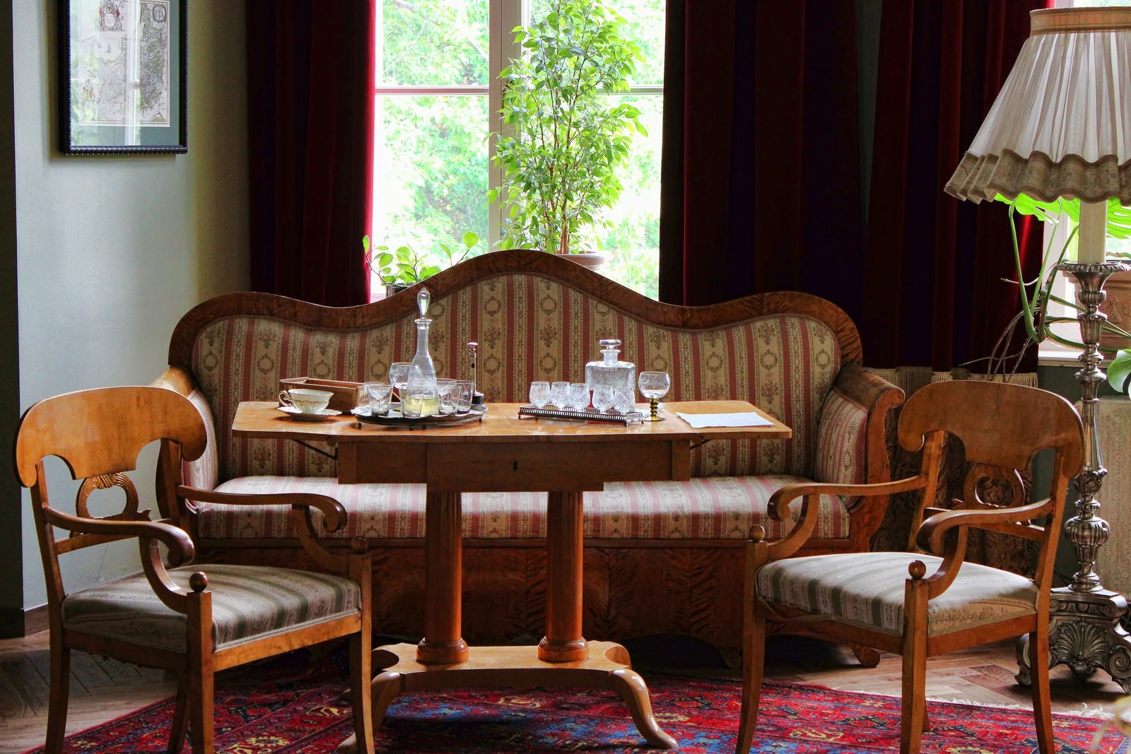 Wooden double bed and dining table